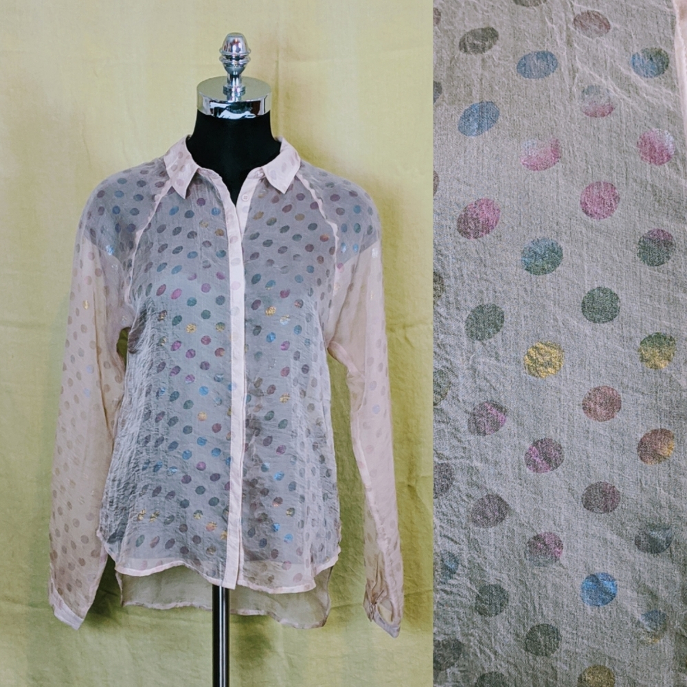 Pink Nümph blouse with iridescent polkadots